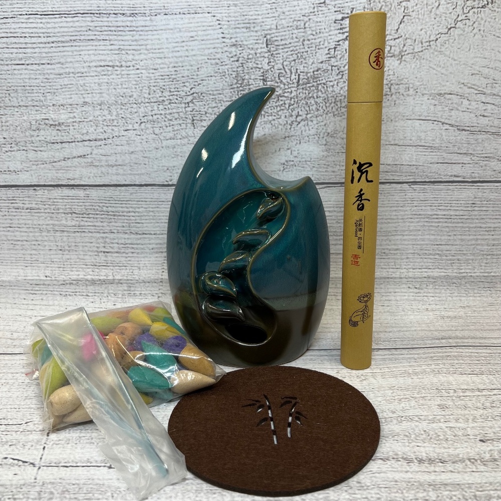 Blue Ceramic Back-flow Incense Waterfall (7363046)